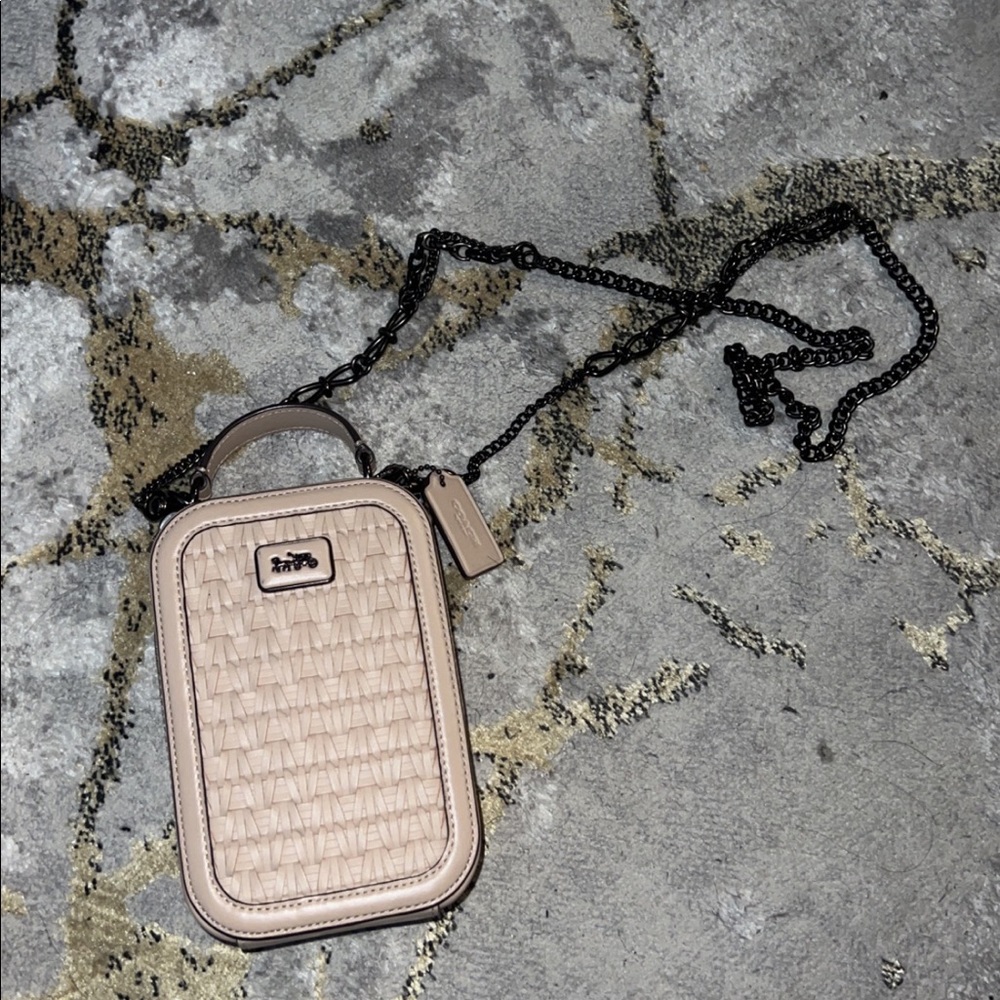 Coach Blush Tan Woven Crossbody Bag - Picture 3 of 5